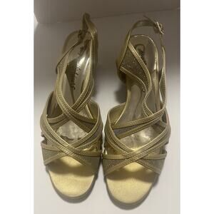 Easy Street Women's Tristen Glitter Dress Sandals Gold Size 8.5 W